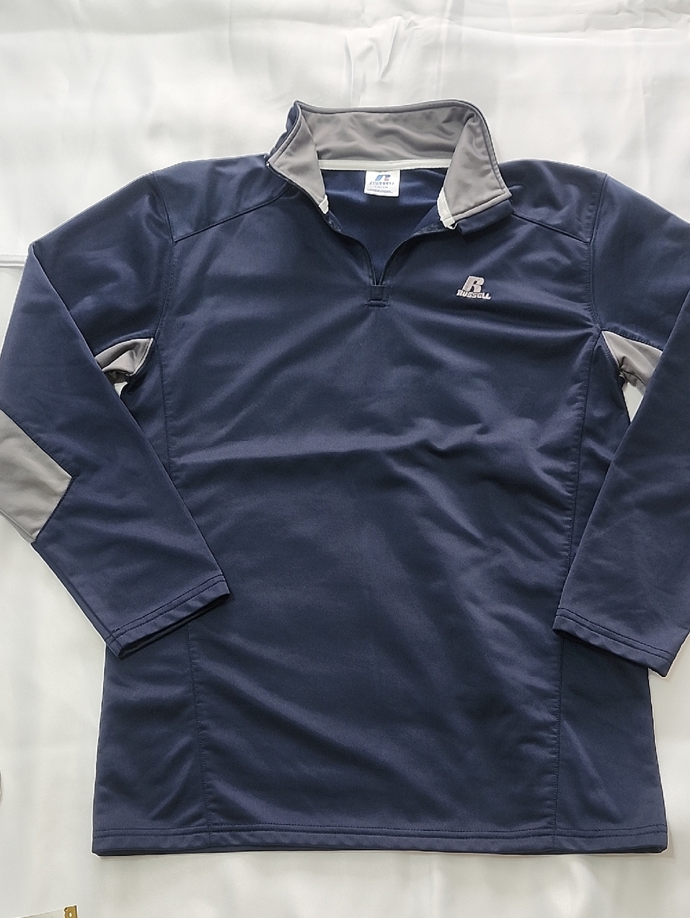 Russell Athletic Navy and Gray Men's 1/4 Zip Performance Pullover